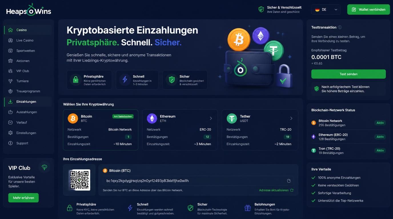 Krypto-Einzahlung mit Sicherheit und Privatsphäre